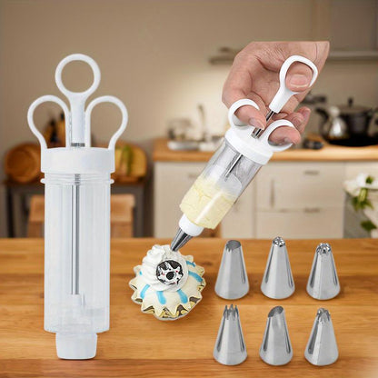 📢50% DE RÉDUCTION !! ⏰ Kit Pistolet à Décorer les Gâteaux en Inox – Set Complet avec 18 Embouts & Douilles – Décorez l’Intérieur & l’Extérieur.