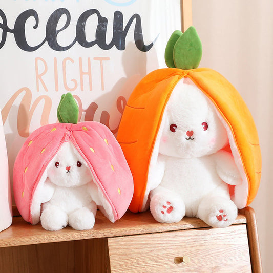 🍓 Promotion Éclair 🍓 Strawberry Bunny se transforme en petit lapin 🎀 Peluche fruitée trop mignonne 🐰