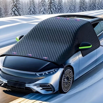 🚗❄️ Housse de Pare-Brise Magnétique Oxford – 6 Aimants Puissants, Protection Rétroviseurs Réfléchissante et Tissu 4 Saisons