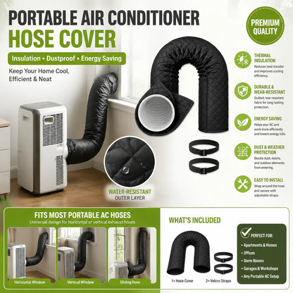 🥳 Promo 2026 ! 💞 50 000+ vendus ! 👵❤️ Housse isolante pour tuyaux de clim – zip, réutilisable, esthétique & isolante pour intérieur ❄️🏠