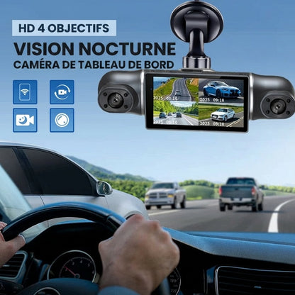 Caméra embarquée HD à 4 objectifs avec vision nocturne