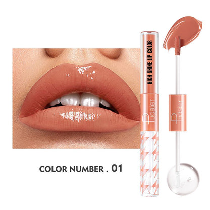 Gloss à Lèvres Double Embout avec 16 Couleurs - Brillance élevée et longue tenue