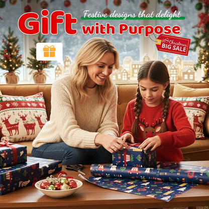 🎉Achetez 1 et recevez 1 gratuitement💥Feuille de papier d'emballage cadeau de Noël 70 x 50 cm