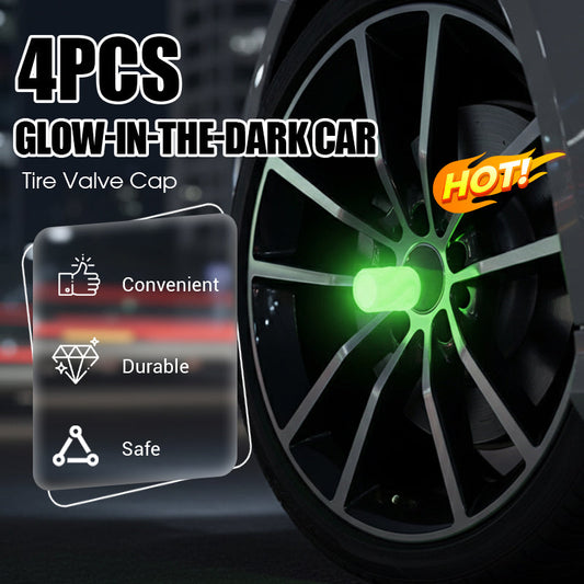 Lot de 4 bouchons de valve phosphorescents pour pneus de voiture