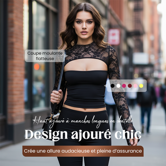 Haut ajouré à manches longues en dentelle