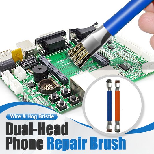 Brosse de réparation pour téléphone à double tête avec poils métalliques et poils de sanglier