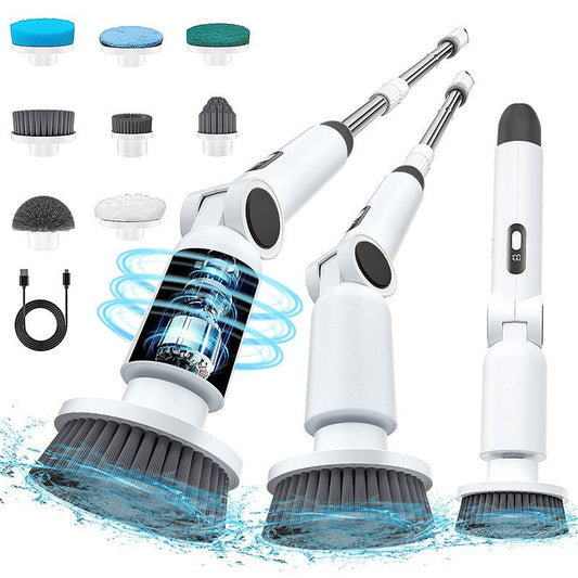 Brosse de nettoyage électrique multifonctionnelle étanche 9-en-1 pour la cuisine et la salle de bain, à haute puissance