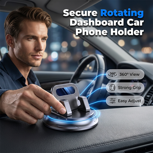 📱🚗 PROMO LIMITÉE 50% ! Support Téléphone Voiture Rotatif 360° – Fixation Tableau de Bord, Ventouse Gel Réutilisable, Coussinets Silicone Antidérapants, Installation Instantanée ⚡