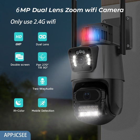 Caméra de surveillance double objectif avec vision nocturne
