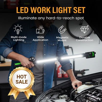 🔦✨ PROMO LIMITÉE 50% ! Set de 2 Lampes de Travail LED Rechargeables Magnétiques – 2200mAh, Mode 3 en 1, IP44, Parfaites pour Atelier, Garage & Dépannage 🛠️