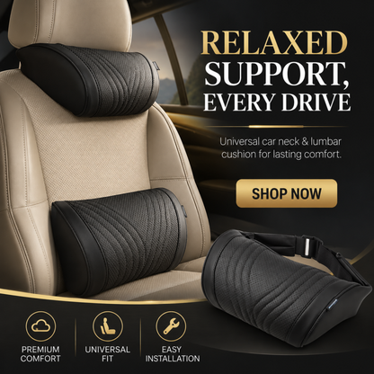🚗Ensemble appui‑tête et coussin lombaire haut de gamme 💆Soutien ergonomique, confort pour longs trajets auto 💺
