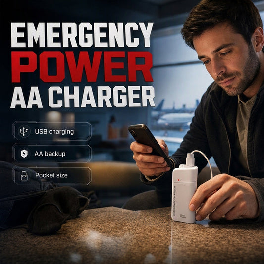 🔋 1 achetés 1 offerts 🎁Chargeur d’urgence portable, alimenté par piles AA, batterie externe avec lampe torche LED pour téléphone ✨