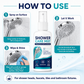 🚿✨Spray détartrant pour douche à action rapide – Élimine les dépôts minéraux tenaces et les taches d'eau calcaire. Rétablit le débit d'eau et redonne de l'éclat : il suffit de vaporiser et d'essuyer ! 🧼💪