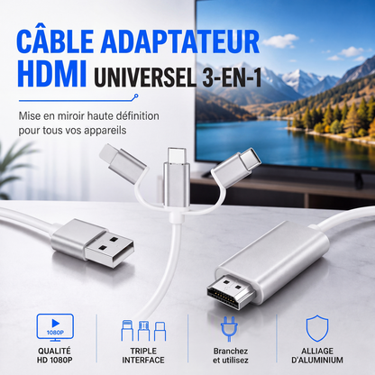 Cavo 3 en 1 pour téléphone vers HDMI