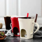 📢 50% de Réduction – Tasse à Fondue au Chocolat en Céramique avec Chauffe-Plat à Bougie, Set 200 ml avec Fourchette