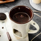📢 50% de Réduction – Tasse à Fondue au Chocolat en Céramique avec Chauffe-Plat à Bougie, Set 200 ml avec Fourchette