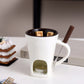 📢 50% de Réduction – Tasse à Fondue au Chocolat en Céramique avec Chauffe-Plat à Bougie, Set 200 ml avec Fourchette