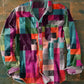 Chemise de poche à manches longues à revers imprimée vintage unisexe simple couleur arc-en-ciel